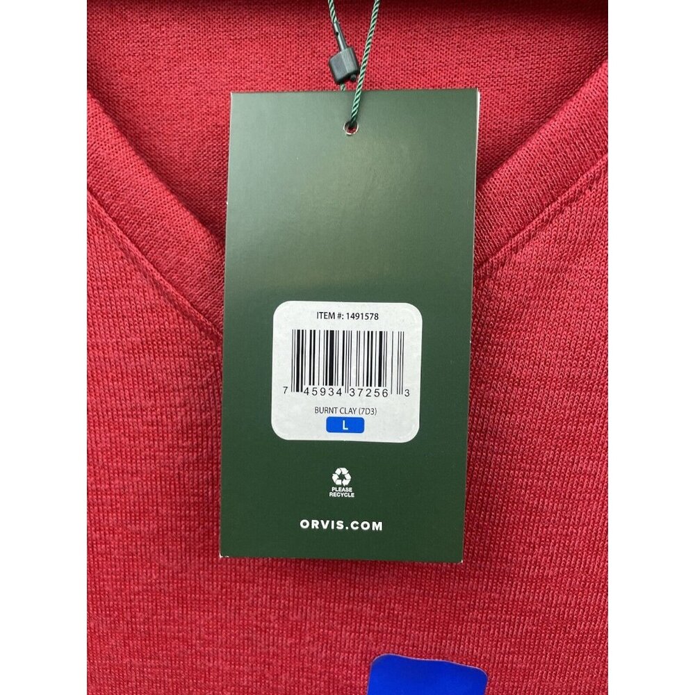 ORVIS 46% RAYON V-NECK TUNIC KNIT TOP SIZE LARGE RED - Picture 16 of 16